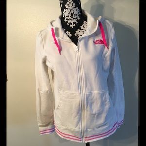 White with pink North Face zip up!